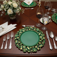 Assiettes de présentation de 13 pouces en plastique PP, motif éléments marins pigmentés, de luxe, personnalisables, pour hôtels et mariages