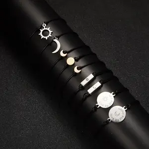 Lucky Bescherming Rvs 18K Vergulde Zilveren Zon Maan Ster Bedelarmband Lange Afstand Bijpassende Armband Voor Koppels - Product Image 6
