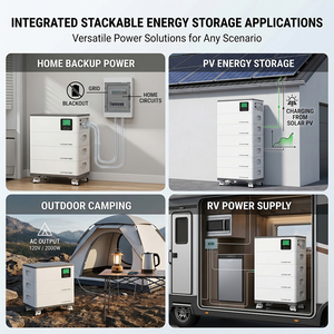 แบตเตอรี่ LiFePO4 แบบซ้อนได้ ออลอินวัน 51.2V 300AH 15KWH ระบบกักเก็บพลังงานสำหรับบ้านแบบไฮบริดกริด พร้อมช่องจ่ายไฟ AC - Product Image 4