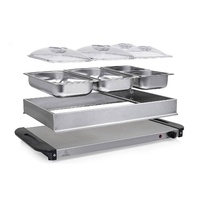 Chauffe-Plats et Réchaud de Buffet en Acier Inoxydable pour Usage Domestique, Facile à Nettoyer, avec 4 Plateaux Séparés, Capacité de 7 QT