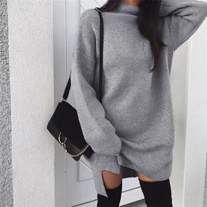 Personnalisé Pas Cher Prix taille plus col roulé en tricot décontracté manches longues femme pull