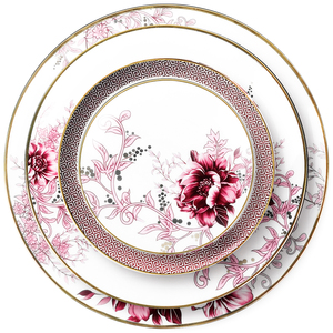 Đĩa hoa đặt từ một bộ đồ sành sứ xương Trung Quốc với đĩa salad hoa, Đĩa Sạc hoa, đĩa ăn tối hoa, cốc trà - Product Image 6