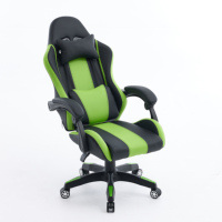 Chaise de jeu ergonomique pivotante confortable en cuir PVC vert avec support lombaire pour adultes