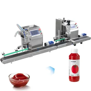 Machine de remplissage manuelle semi-automatique à tête unique de ketchup Machine de capsulage à vis pour bouteilles de sauce liquide