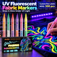 Fabricant de marqueurs textiles personnalisés en gros, OEM, marqueurs textiles permanents non toxiques, brillants dans le noir, 12 couleurs pour enfants, bricolage