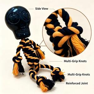 Juguete Masticable para Perros con Forma de <span class=keywords><strong>Esqueleto</strong></span> de Halloween, Juguete Interactivo de Cuerda de Algodón con Calavera de TPR para Limpieza Dental, para Perros Pequeños y Medianos - Product Image 2