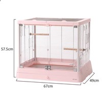 Petite cage à oiseaux blanche avec plateau en plastique et fermeture à clip, décoration d'intérieur haut de gamme, cage à oiseaux en verre transparent et fer forgé, artisanat métallique exquis
