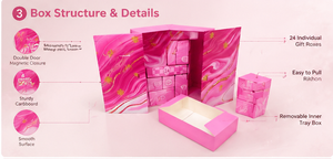 Caja de Calendario de Adviento Rosa con 24 Días de Cuenta Regresiva para Navidad, Cajones Numerados, Cierre con Cinta e Impresión Personalizada - Product Image 2