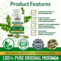 Kapsul Moringa Oleifera Alami OEM Laris Manis, Suplemen Herbal untuk Meningkatkan Imunitas & Energi, Suplemen untuk Dewasa