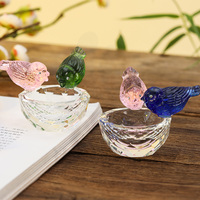Ornements en cristal gravés au laser, écologiques, en forme de petit nid d'oiseau, art populaire animalier, pour enfants et étudiants, vente en gros