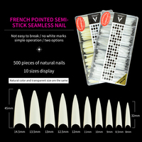 Vinimay Private Label Ongles en Gel X 500 Pièces, Capsules d'Ongles Demi ou Complètes Forme Cercueil, Stiletto, Ovale, Ballerine, Conditionnement en Boîte