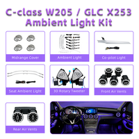 Speaker Tweeter 3D Berputar dengan Lampu LED 64 Warna, Ventilasi Udara Turbin Bercahaya, Peningkatan Lampu Ambient untuk Mercedes C-Class W205 GLC X253