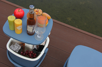 Table de camping moderne 2-en-1 avec poignée, glacière en plastique et seau à glace intégré pour boissons, idéale pour l'extérieur