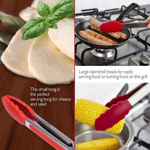 12 inç eşyaları silikon kauçuk uzun boyutları özel Logo ağır barbekü gıda maşası - Product Image 5