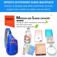 Sac bandoulière en polyester avec logo personnalisé, imperméable, petit sac à bandoulière unisexe, sac de poitrine, sac à dos de jour avec poche latérale en mesh, sac de sport