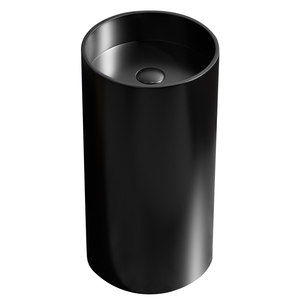 Lavabo sur pied cylindrique moderne en acier inoxydable mat SS304, lavabo <span class=keywords><strong>colonne</strong></span> autoportant pour hôtel, villa et grande salle de bain - Product Image 1