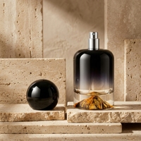 Flacon de parfum cylindrique en verre de haute qualité avec fond volcanique dégradé, bouchon sphérique unique, 30ml 50ml 100ml