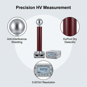 เครื่องวัดแรงดันไฟฟ้าดิจิตอลแบบ True RMS 50kV 100kV AC พร้อมกระเป๋าอลูมิเนียมสำหรับพกพาและตัวแบ่งแรงดันไฟฟ้าแบบพกพา - Product Image 5