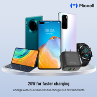 Chargeurs de téléphone Miccell en gros 20W à charge rapide avec port USB-C, adaptateur de téléphone portable pour iPhone, Xiaomi, Huawei