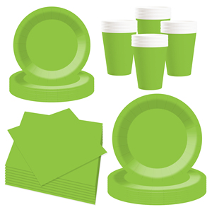 DAMAI Solid Color Party Supplies Fruit Green Paper Tableware <b>Set</b> Disposable <b>Dinnerware</b> 7 Inch 9 Inch Plates Paper Cup Napkins - Product Image 3
