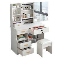 Coiffeuse moderne compacte pour la maison, meuble de rangement simple pour maquillage, miroir intégré pour chambre à coucher