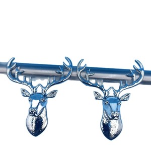 Zinc Alloy Deer Head <b>Cabinet</b> Pulls Silver <b>Rustic</b> Design Durable Hardware Accessories - Product Image 4
