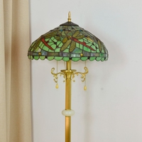 16 pouces Pur Cuivre Vitrail Libellule Jade Tifany Grand Coloré Debout Coin Salon Bar Vert Tiffany Lampadaire