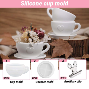 Silicone Love Tea Cup Candle Jar Vase <b>Mold</b> DIY Aromatherapy Eco-friendly Reusable Heat Resistant Storage Ornaments - Product Image 2