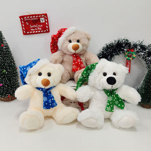 22CM weicher Weihnachts plüsch bär mit Schal mütze Weihnachts feier dekoration für Kinder Benutzer definierte Weihnachtsgeschenk-Plüschtiere - Product Image 2