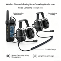 Casque de course sans fil ENC, casque supra-auriculaire BT 5.5 avec scanner de fréquence, connexion double casque pour radio d'équipe, ROHS