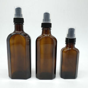Bouteilles d'huile cosmétiques de luxe flacons de pompe en verre ambré plat pour huiles essentielles de parfum marque personnalisée disponible - Product Image 2