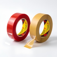 Ruban adhésif transparent double face PET, film rouge, doublure jaune, résistant aux hautes températures, ruban de collage industriel