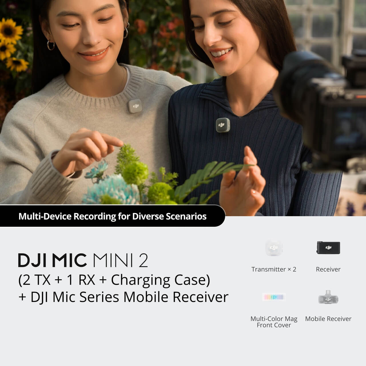 Mic Mini 2 (2 TX+1RX+Boîtier de chargement) + Récepteur mobile série Mic