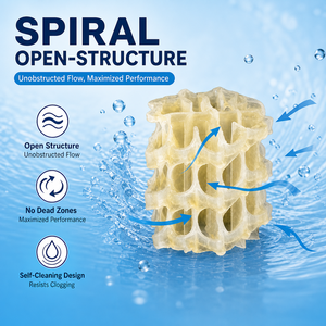 Support biologique Aquawise Type Spirale MBBR en HDPE vierge pour le traitement des eaux en aquaculture RAS - Product Image 5
