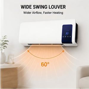 Chauffage mural compact intelligent en céramique PTC 1000W/2000W pour intérieur avec écran LED, télécommande tactile et éclairage pour une ambiance cosy - Product Image 5