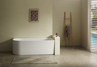 Baignoire acrylique à poser contre le mur, moderne, à extrémités arrondies, rectangulaire, avec ensemble d'accessoires de salle de bain pour la maison, l'hôtel et la salle de bain