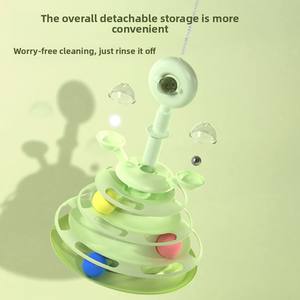 Bestseller Vier schicht ige Spur Cat Spinner Toy Kleine Plastik feder Teaser Wand Space Tower Spiel platte Cat Turntable Toys - Product Image 4