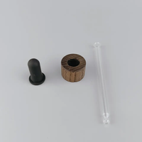 Pipette compte-gouttes en verre 20/410 avec cercle en bambou naturel 18MM Bouchons compte-gouttes noirs à visser en bambou pour flacons d'huiles essentielles