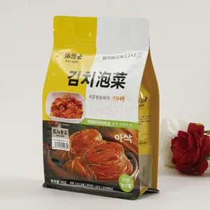 lebensmittelmaterial zertifikate genehmigt 1 kg flacher boden aluminiumfolie verpackung kimchi pickles frisches gemüse reißverschluss-tasche