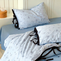 Low MOQ personnalisé fleur imprimée housse de couette ensemble de draps de lit de literie en coton doux