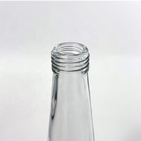 Bouteilles de jus en verre de forme unique en gros, verre transparent conique avec couvercle en aluminium scellé pour les boissons et les jus