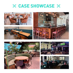 Modern Minimalist Cafe Furniture Set with Upholstered <b>Sofas</b> and Round Tables for Coffee Shop <b>Lounge</b> - Product Image 3