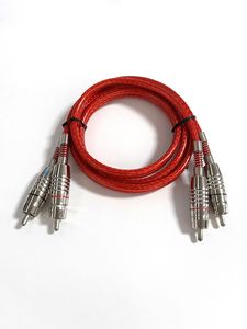 High-density braided PVC jacket nickel-plated 2RCA <b>car</b> audio cable to male red RCA for <b>amplifier</b> - Product Image 4