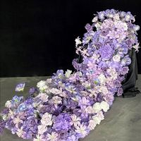 Décoration de scène de mariage de luxe faite à la main en soie artificielle : cascade de roses, rangée de fleurs, chemin de table, toile de fond, arches murales