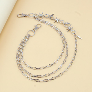 Chaîne de pantalon multicouche Yueli avec pendentif pointe, en argent tibétain, style Hip Hop, chaîne de taille, chaîne de corps pour boîte de nuit - Product Image 1