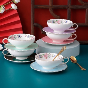 Factory Wholesale Afternoon Tea Coffee Cup Ceramic Cup and Saucer Set Hot Bohemian Business Gifts - Product Image 2