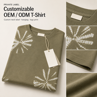 T-shirt surdimensionné tie-dye personnalisé HuaYi GOTS&OEKO, couleur olive, tons terreux, lavage artisanal, vêtements de randonnée pour hommes OEM ODM
