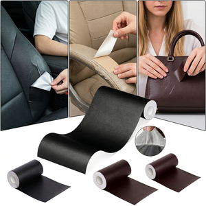 Cinta de Reparación de Cuero Negra y Marrón para Muebles y Automóviles, Parche de Cuero PU Autoadhesivo, Kit de Reparación para Rasgaduras y Arañazos - Product Image 1