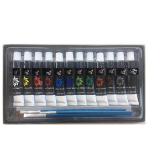 <span class=keywords><strong>Peinture</strong></span> <span class=keywords><strong>à</strong></span> <span class=keywords><strong>l</strong></span>'<span class=keywords><strong>huile</strong></span> professionnelle OEM non toxique de haute qualité 12 pièces 12ml avec 3 pinceaux pour le dessin et la <span class=keywords><strong>peinture</strong></span> - Product Image 1