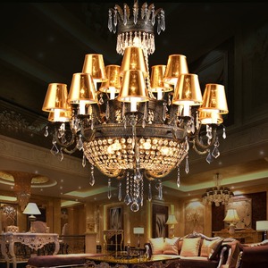 โคมไฟระย้าทองสัมฤทธิ์โบราณสไตล์ยุโรปขนาดใหญ่ สำหรับห้องนั่งเล่นแบบดูเพล็กซ์ บันได วิลล่า อาคารหลายชั้น - Product Image 4